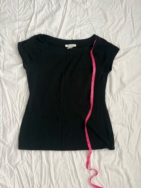 White House Black Market Black Cap Sleeve Fitted Top Size M